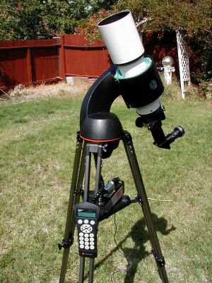 My Orion Short-Tube 90 refractor on a Celestron 114 GoTo mount